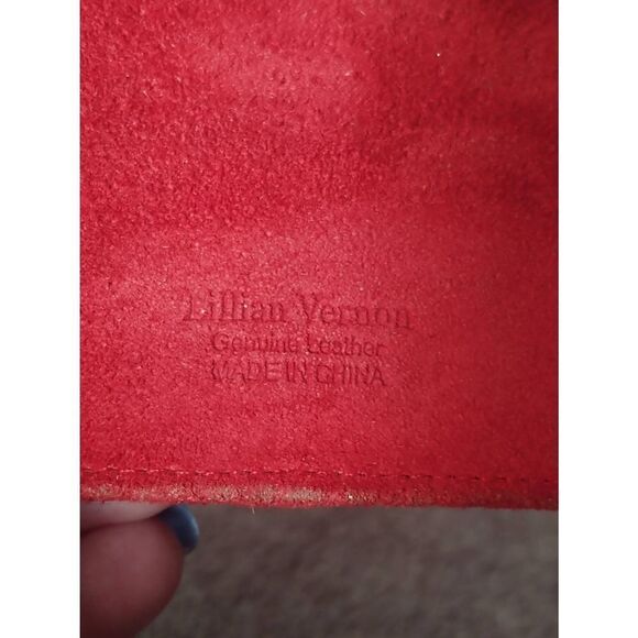 VTG Lillian Vernon Red Suede Genuine Leather Card Holder Make-up Pouch Wallet - Picture 8 of 8